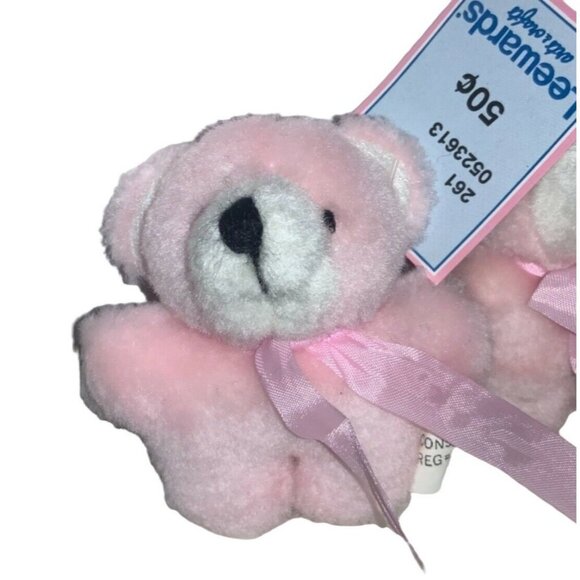 LeeWards 3 inch Pink Plush Vintage Teddy Bear Ornaments Set of 3 - Picture 4 of 5